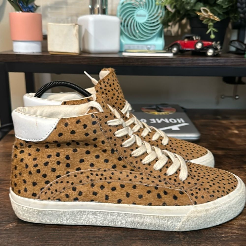 Madewell Sidewalk Spot Dot Genuine Calf Hair High Top Sneakers Shoes 8.5